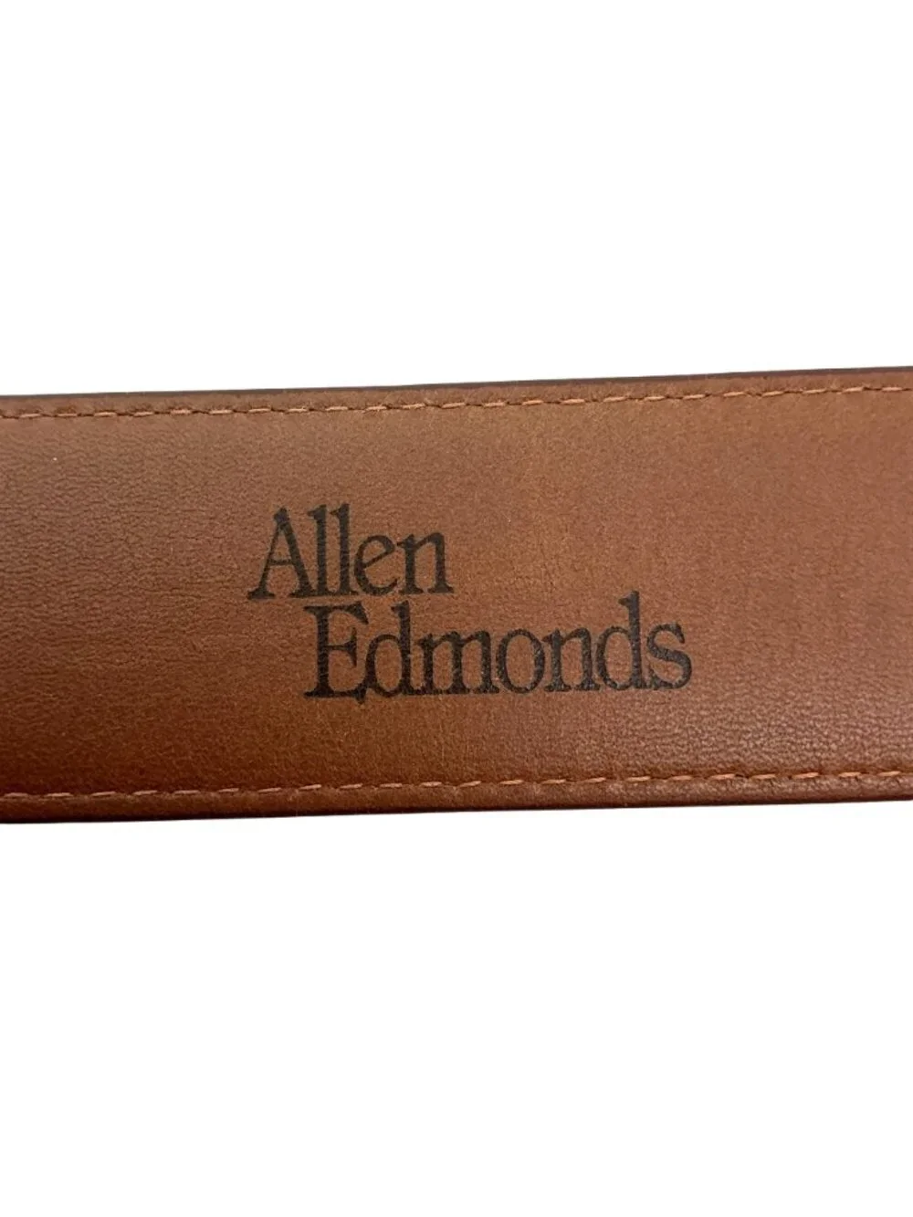 New Allen Edmonds Calfskin Leather Belt Silver-Tone Buckle Mens 42 Made In USA